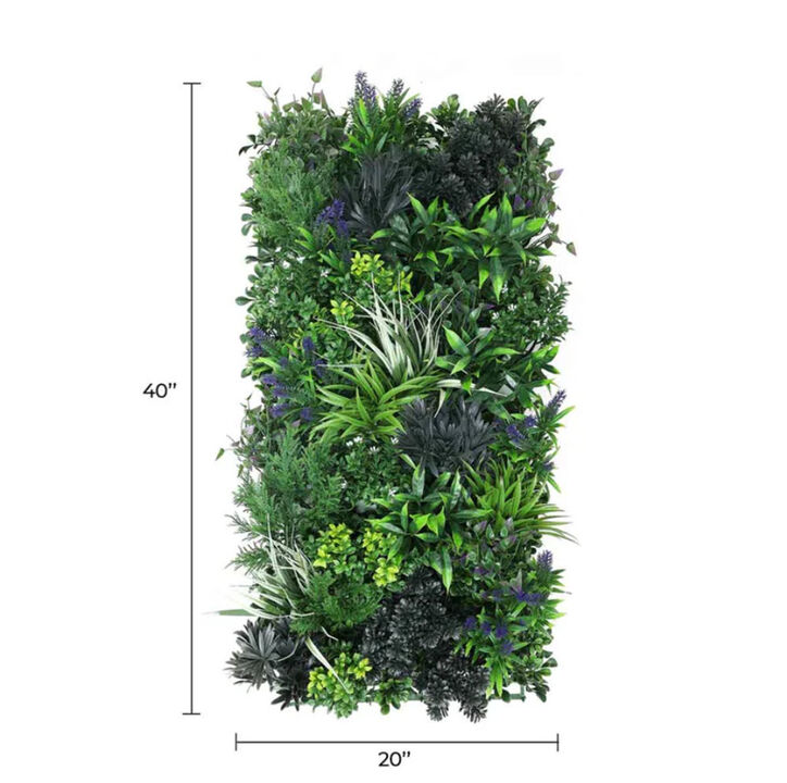 Premium Artificial Green Wall Rustic Botanical Lavender 40"x 20" Commercial Grade UV Resistant