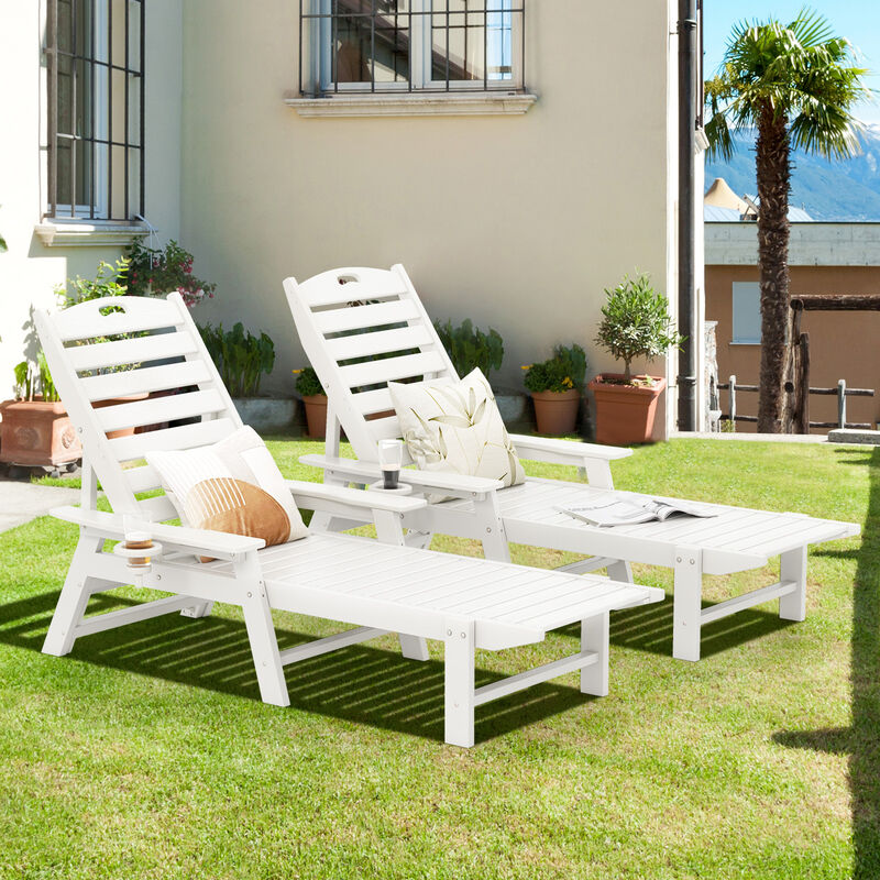 Patio Chaise Lounge Chair with 4 Position Backrest