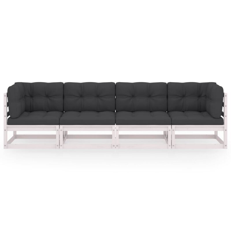 vidaXL 4-Seater Garden Sofa with Cushions Solid Pinewood