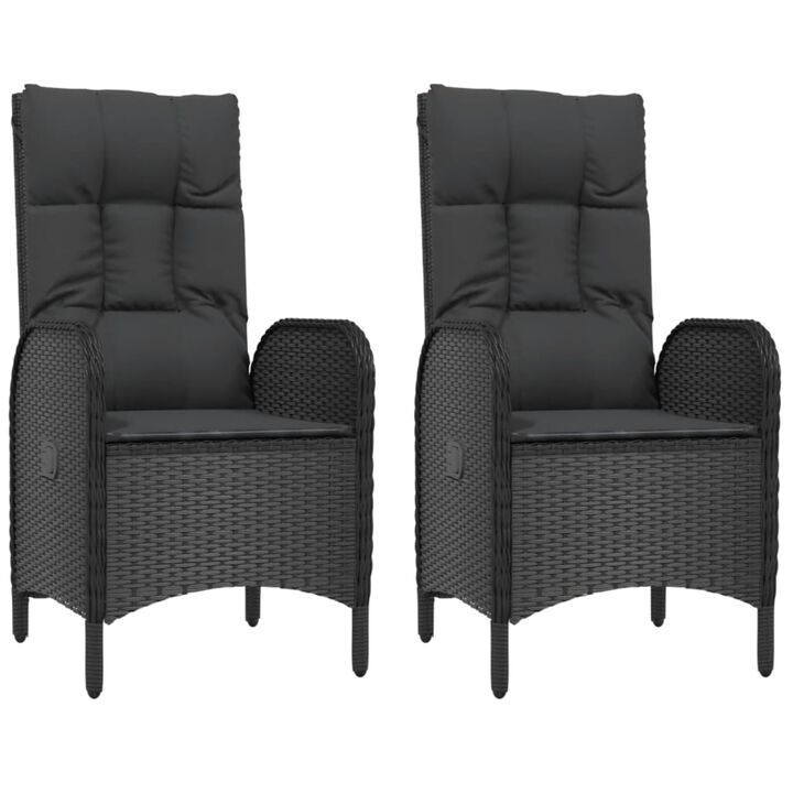 vidaXL Patio Chairs 2 pcs Poly Rattan Black