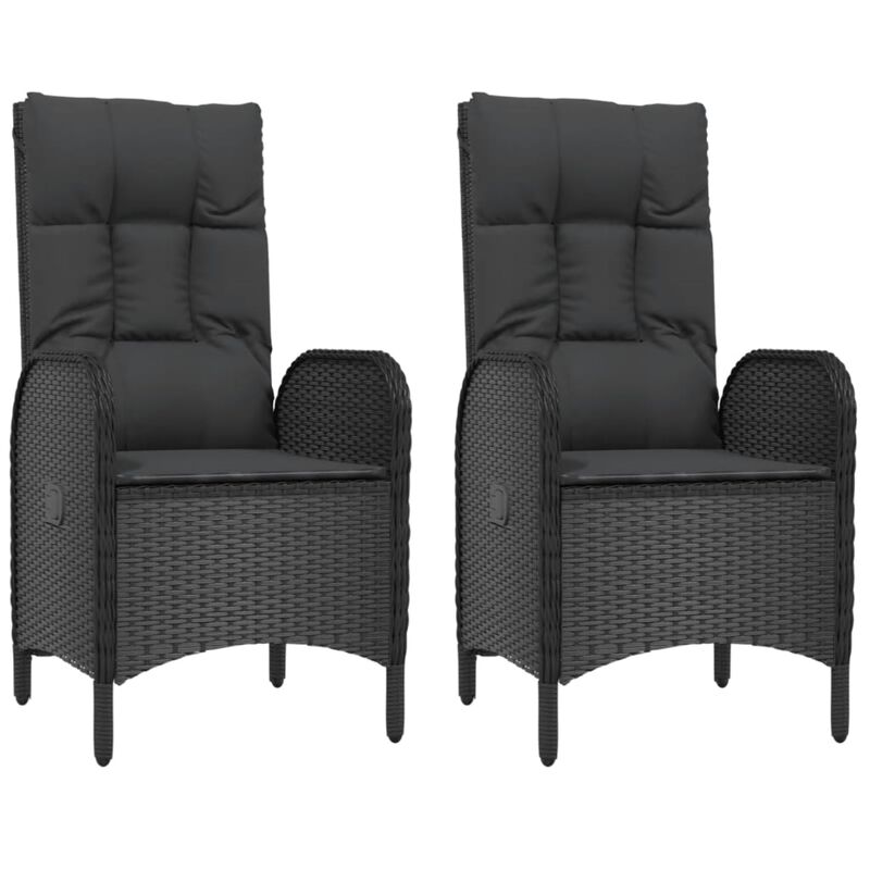 vidaXL Patio Chairs 2 pcs Poly Rattan Black