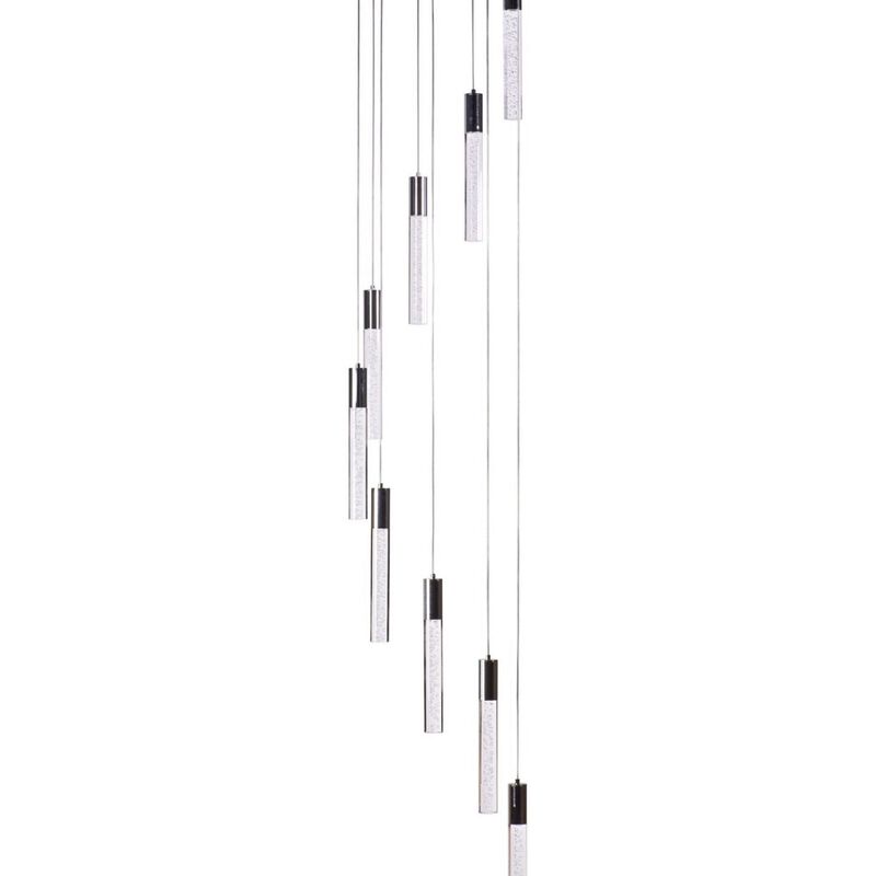 Sparkling Night Chandelier Chrome Metal and Acrylic 9 LED Light Dimmable