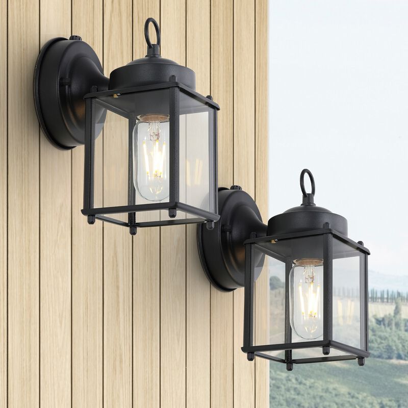 Boston 1-Light Farmhouse Industrial Iron/Glass Outdoor LED Sconce
