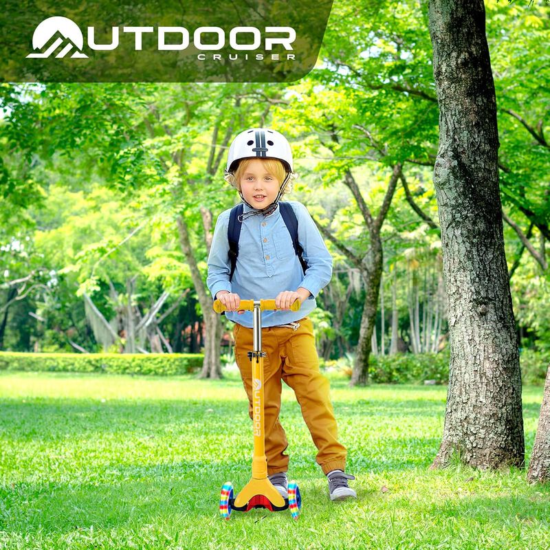 Outdoor Cruiser 3-Wheel Kids Scooter – with Lean-to-Steer Technology, Led Lighted Wheel, 4-Level Adjustable Height T-bar Handle, Support Kids Up to 150 Lbs, for Boys & Girls Ages 3-8