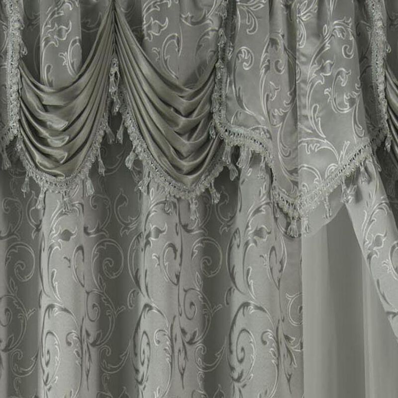 Franklin 2-Piece Rose Grommet Curtain 54" x 84" Silver by Rt Designers Collection