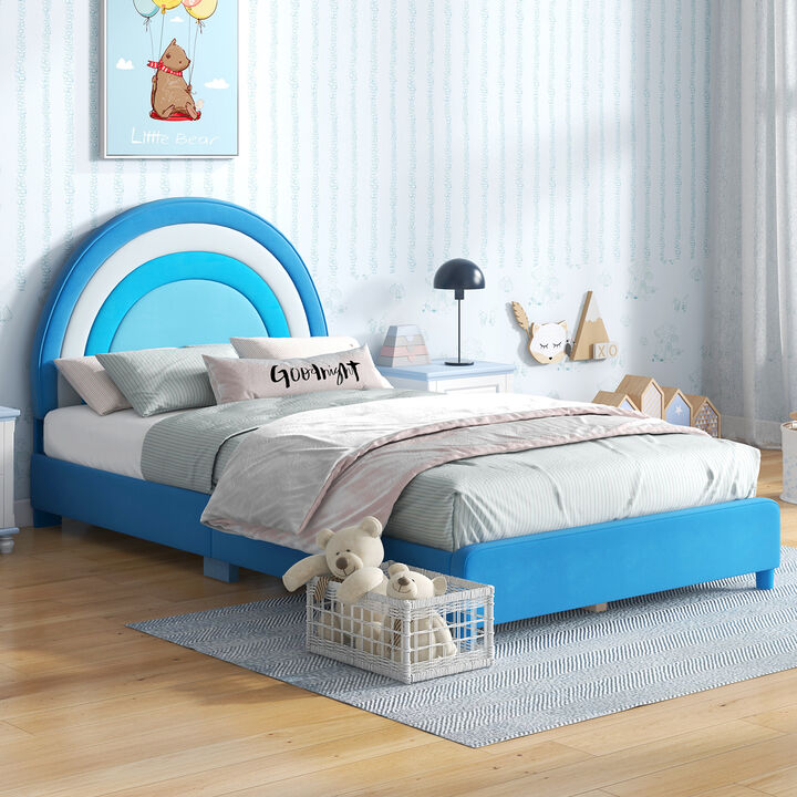 Height-Adjustable Headboard Bed Frame with Sturdy Wooden Slats, Modern Platform Design for Comfort and Support