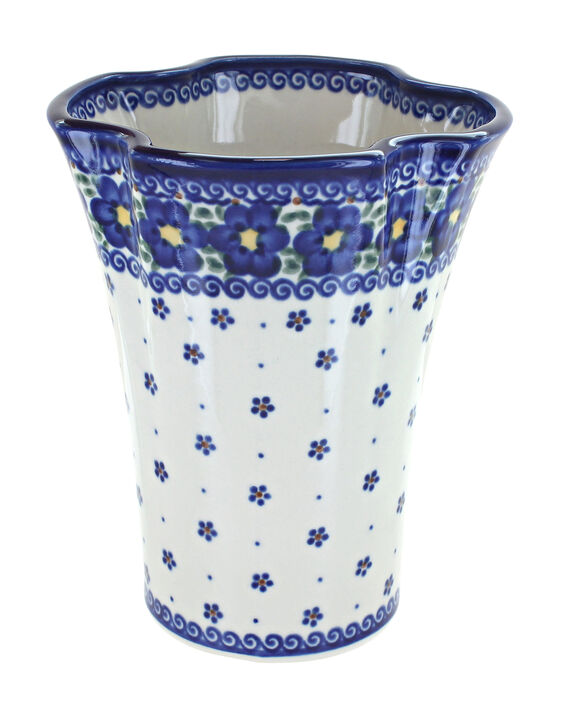 Blue Rose Polish Pottery Poinsettia Vase