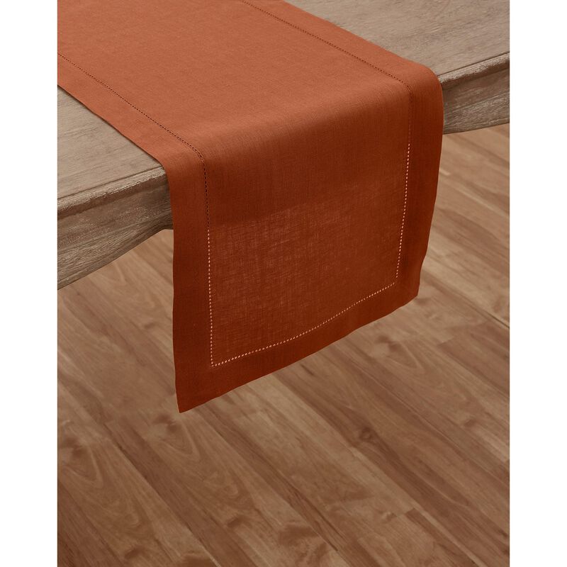 Solino Home 100% Pure Linen Table Runner | Classic Hemstitch for Thanksgiving, Christmas