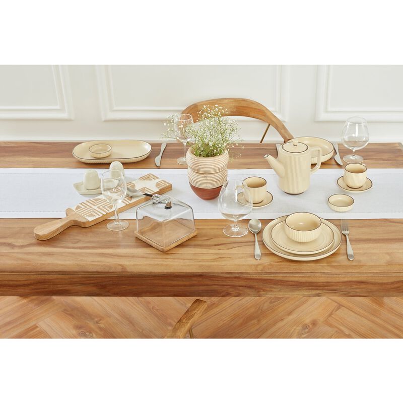 Solino Home 100% Pure Linen Table Runner | Medium Weight Hemstitch