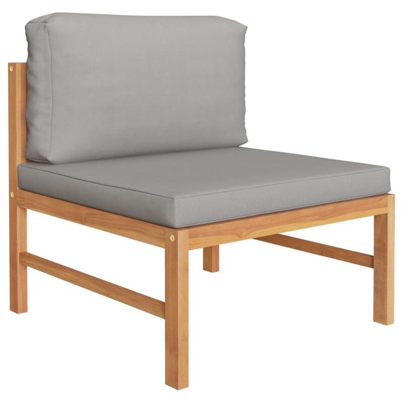 vidaXL 2 Piece Garden Lounge Set with Dark Gray Cushions Teak Wood