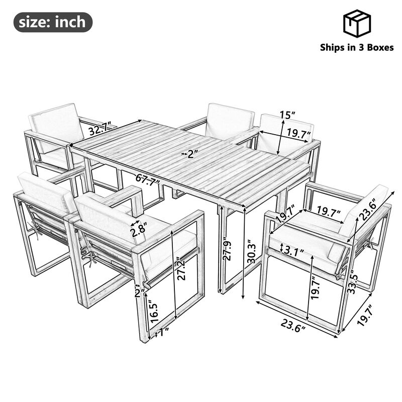 Merax 7 Pieces Outdoor Dining Set Patio Dining Table and Chair Set