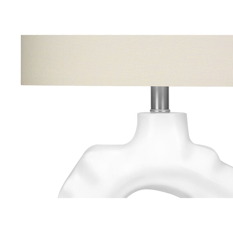 Monarch Specialties I 9727 - Lighting, 25"H, Table Lamp, Cream Resin, Ivory / Cream Shade, Modern