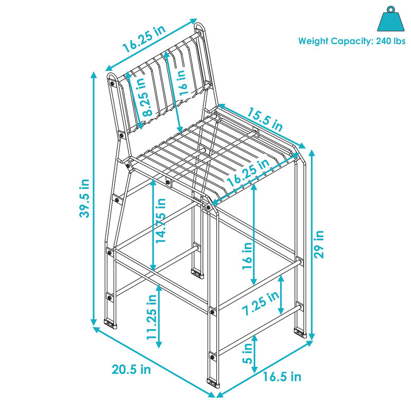 Sunnydaze Steel Wire Indoor and Outdoor Bar Chair - Black