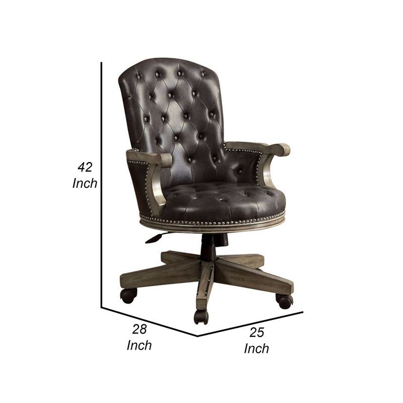 Yelena Height Adjustable Arm Chair in Gray and Black-Benzara