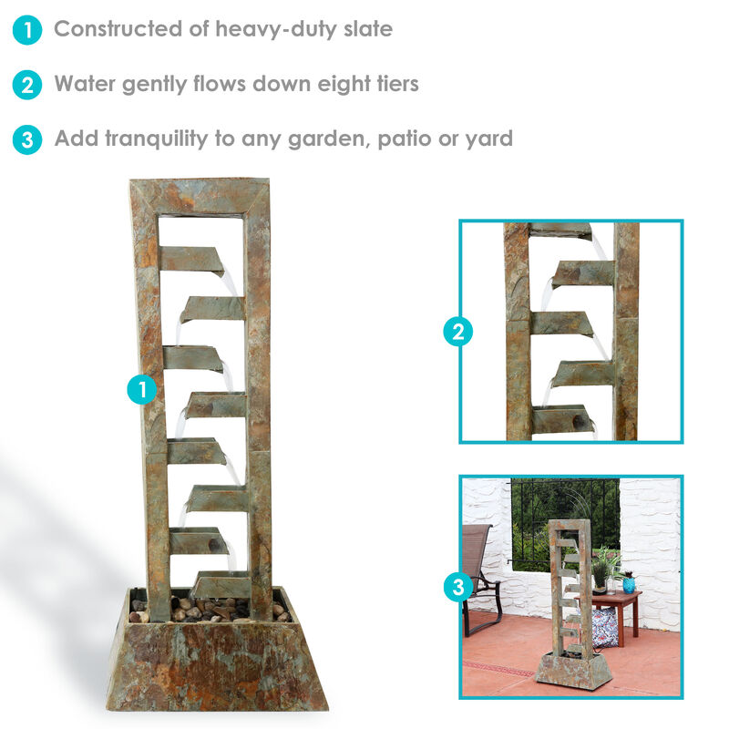 Sunnydaze Stacked Slate Freestanding Waterfall Fountain - 49 in