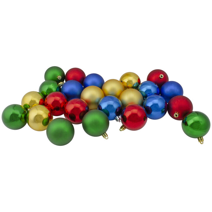 24ct Multi Shatterproof 2-Finish Christmas Ball Ornaments 2.5" (60mm)