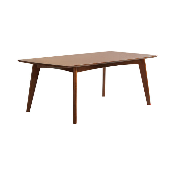 Mid century Modern Wooden Dining Table, Dark Walnut Brown - Benzara