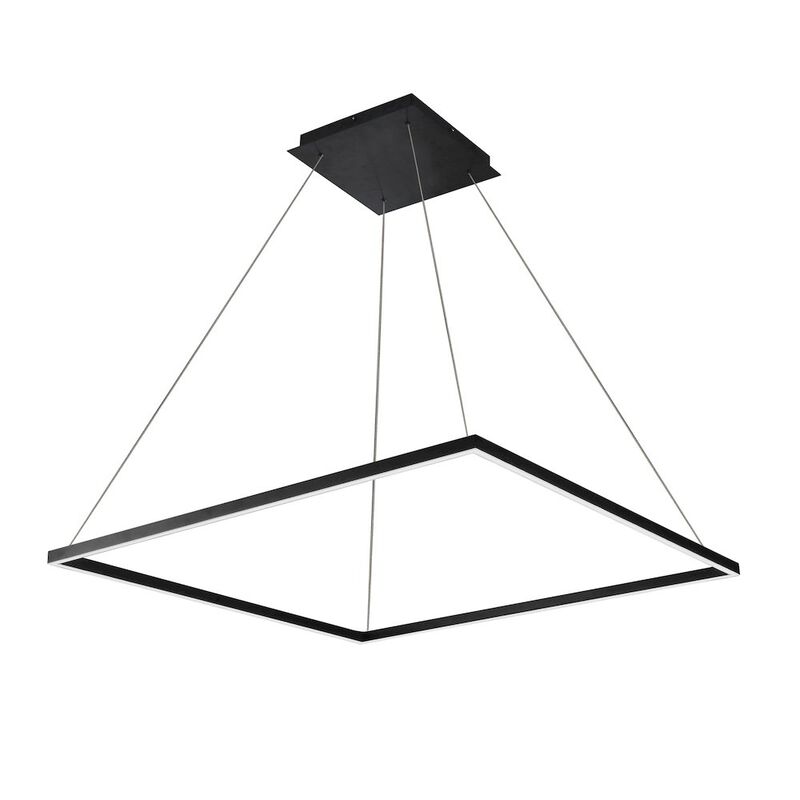 VONN Lighting Integrated LED Chandelier Height Adjustable Square Pendant Light in Black