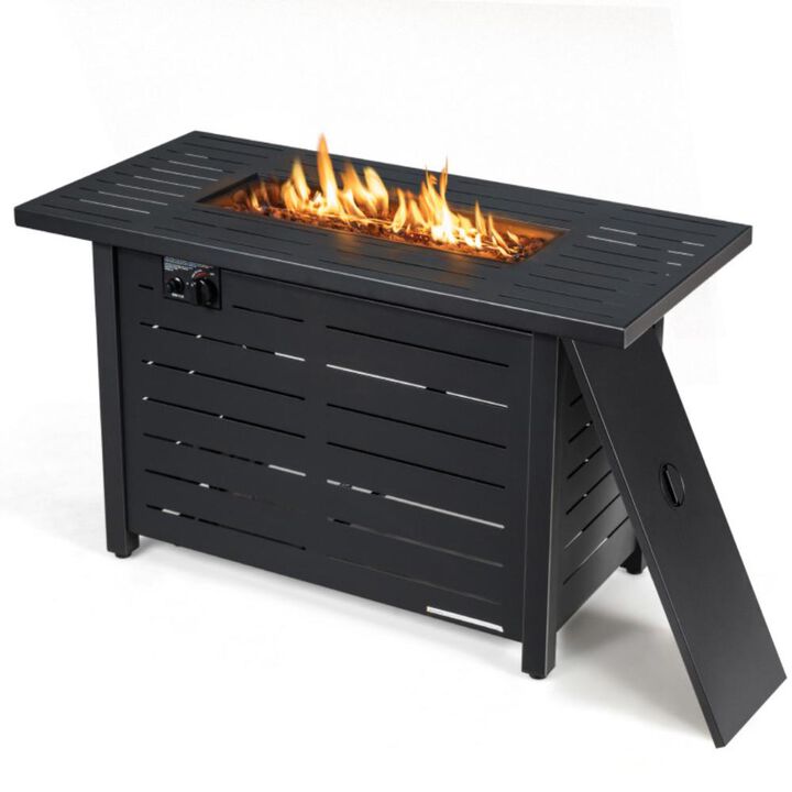 Hivvago 42 Inch 60 000 BTU Rectangular Propane Fire Pit Table with Waterproof Cover