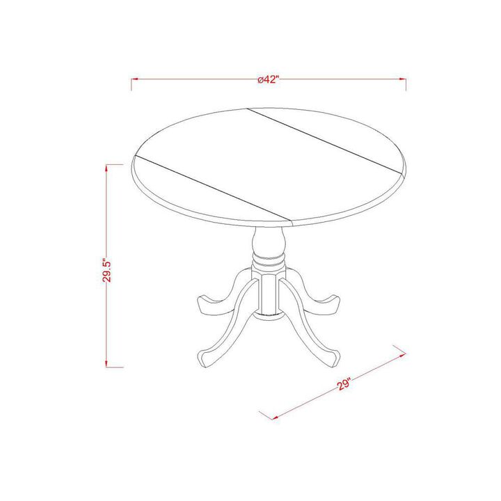 East West Furniture Dublin  Round  Table  with  two  9  Drop  Leaves