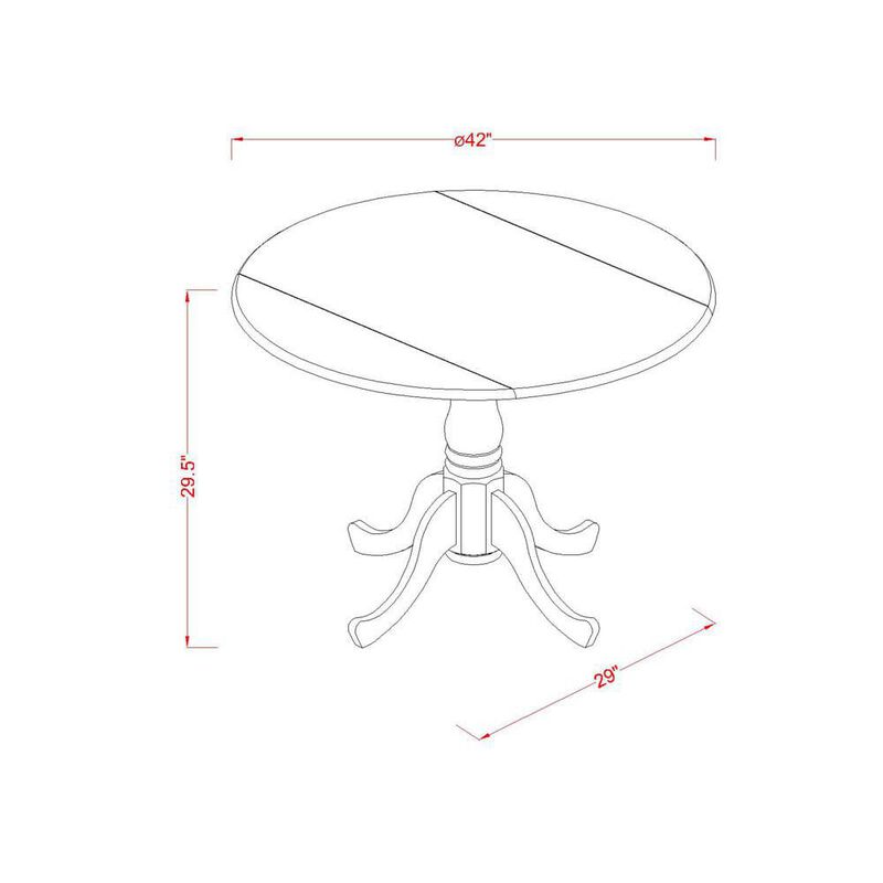 East West Furniture Dublin  Round  Table  with  two  9  Drop  Leaves
