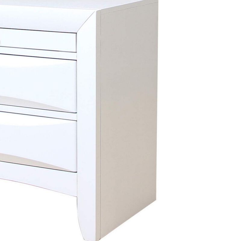 Contemporary 3 Drawer Wood  Nightstand By Ireland, White-Benzara