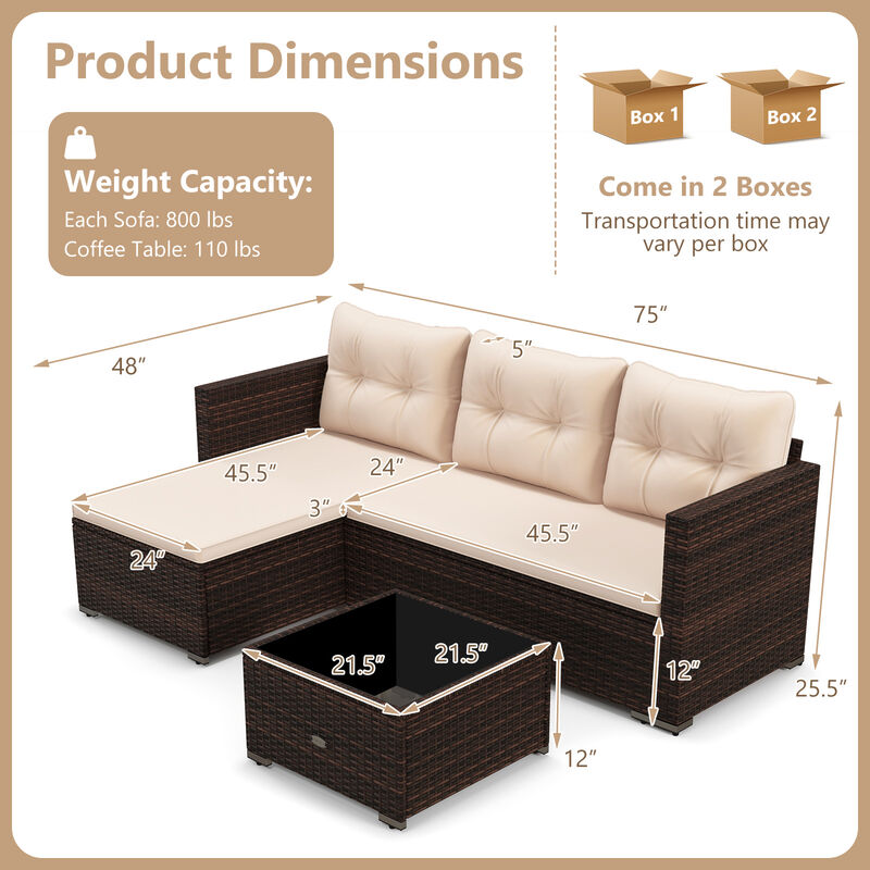 2-Piece Outdoor Furniture Set with Coffee Table & Soft Cushions for Patio or Garden