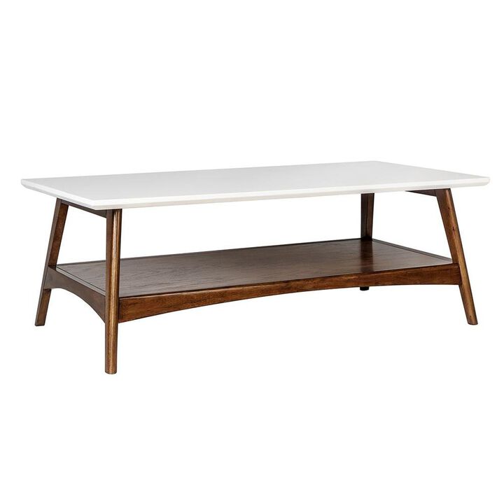 Starlight Canyon Home White Solid Wood Table with Storage – Contemporary Center Table for Living Room