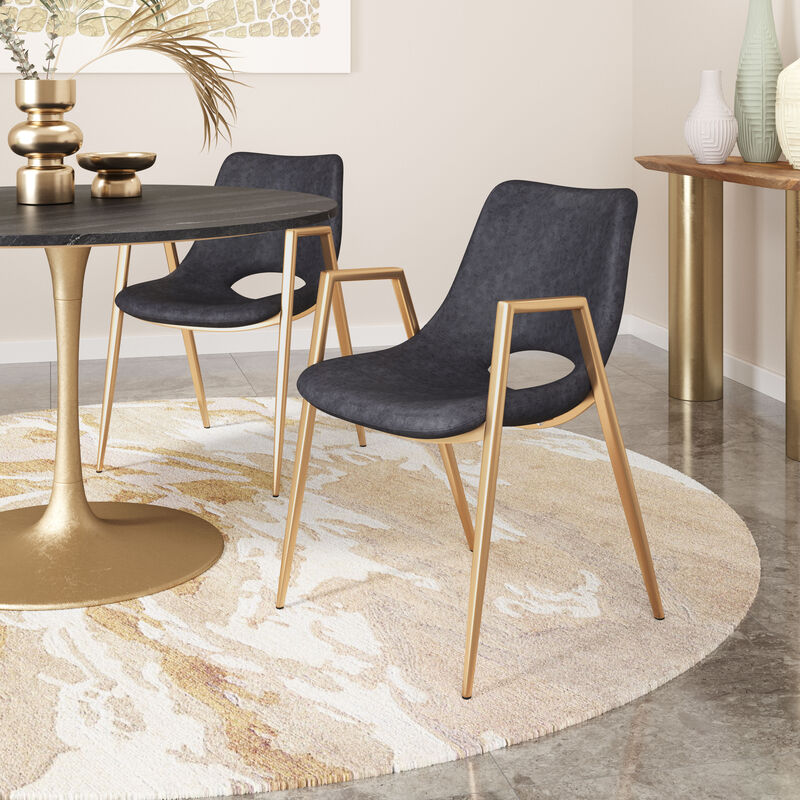 Desi Dining Chair (Set of 2) Black & Gold