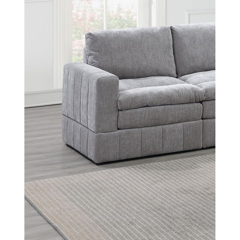 6 Piece Modular Sectional Set: 4 One Arm Chair, 1 Wedge, 1 Armless Chair, 1 Ottoman, Granite Color