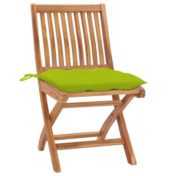 vidaXL Folding Garden Chairs with Cushions 4 pcs Solid Teak Wood