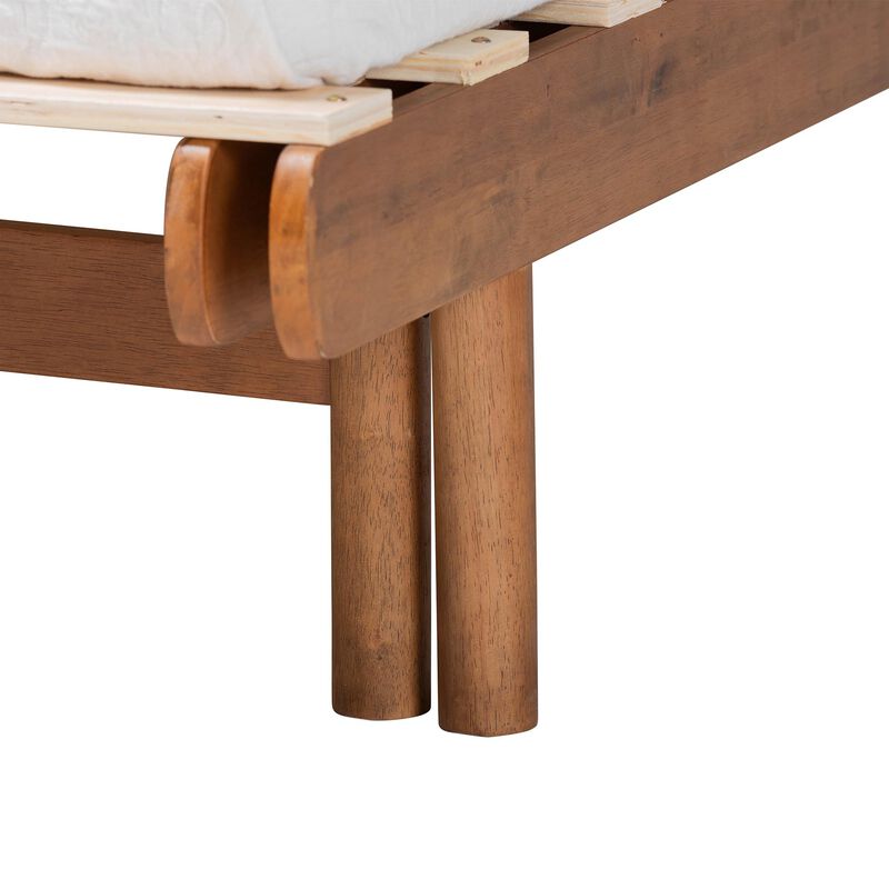 Baxton Studio Bolivia Mid Century Modern Walnut Brown Wood Expandable Twin To King Bed Frame