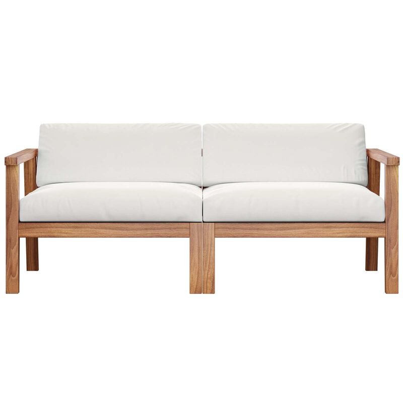 Modway - Bayport Outdoor Patio Teak Wood 2-Seater Loveseat Natural White