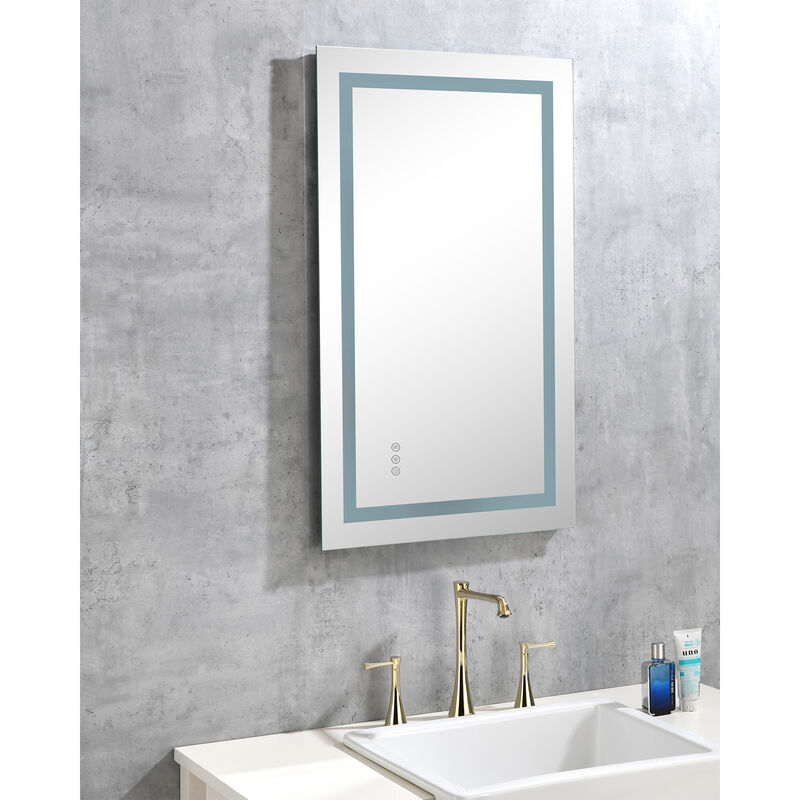 LED Bathroom Mirror with Frontlit and Backlit Wall-Mounted Vanity Mirror with Smart Touch Button for Modern Bathrooms