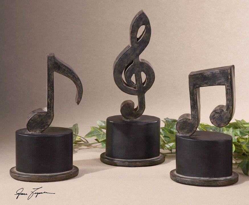 Uttermost Music Notes Metal Figurines, Set/3