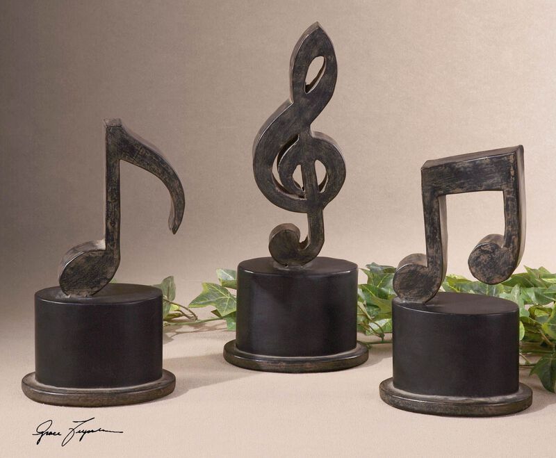 Uttermost Music Notes Metal Figurines, Set/3