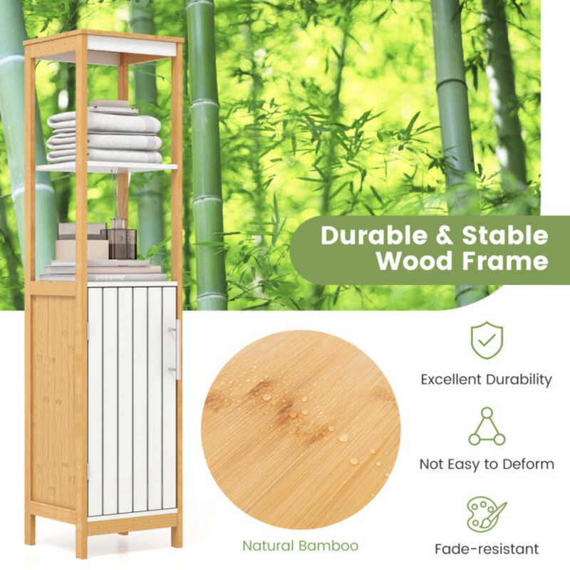Hivvago Bathroom Floor Cabinet with Door Shelves Adjustable Shelf