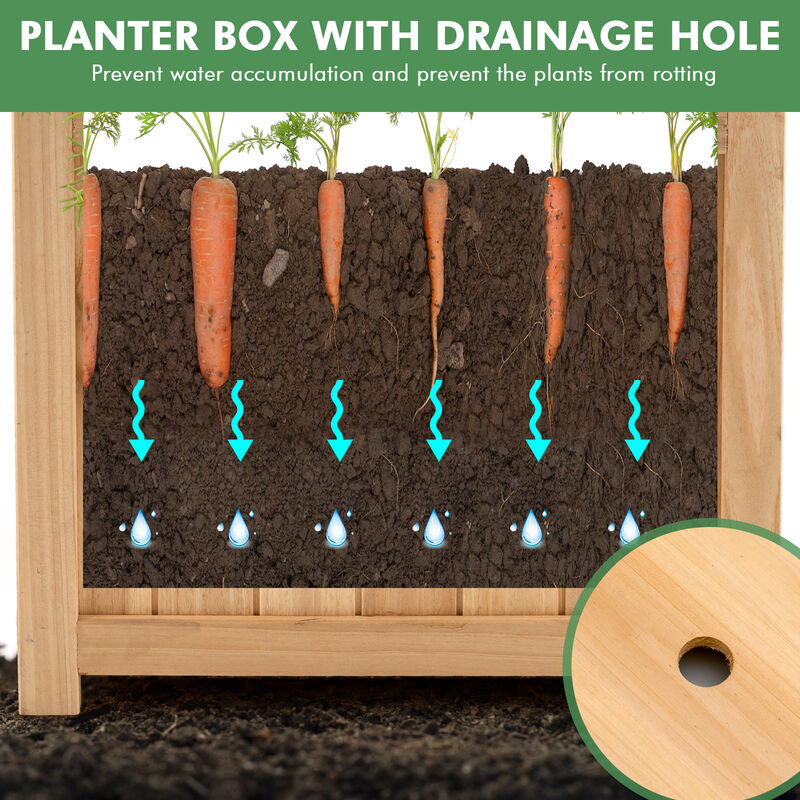 Folding Square Fir Wood Raised Garden Bed with Removable Bottom