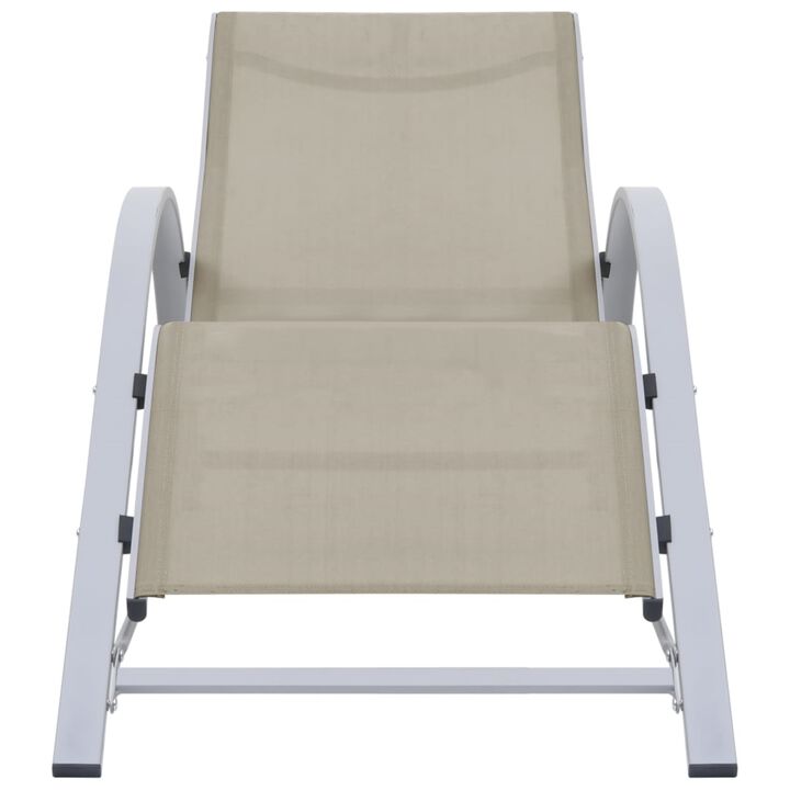 vidaXL Patio Sunlounger - Comfortable, Weather-Resistant, Cream Color Textilene with Aluminum and Steel Frame, Ergonomic Design, Perfect for Garden, Beach, and Poolside Lounging