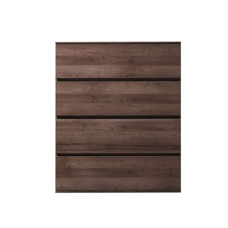 Lina Tall Dresser Chest, 4 Self Closing Drawers, Narrow Bar Handles, Brown - Benzara