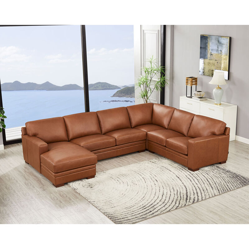 Dillon Top Grain Leather U-Shaped Sectional with Left Chaise