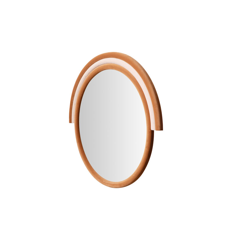 Lally Aqua Velvet Round Wall Mirror