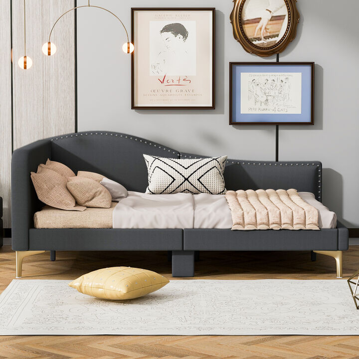 Merax Upholstered Daybed with Headboard and Armrest