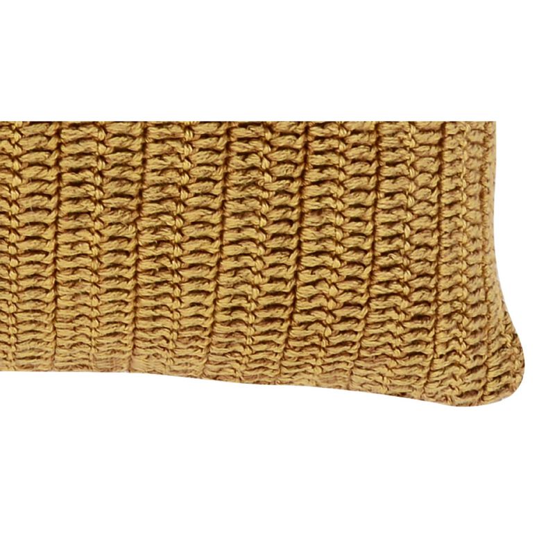Rosie 14 x 26 Lumbar Accent Throw Pillow, Hand Knitted Designs, Brown Linen-Benzara