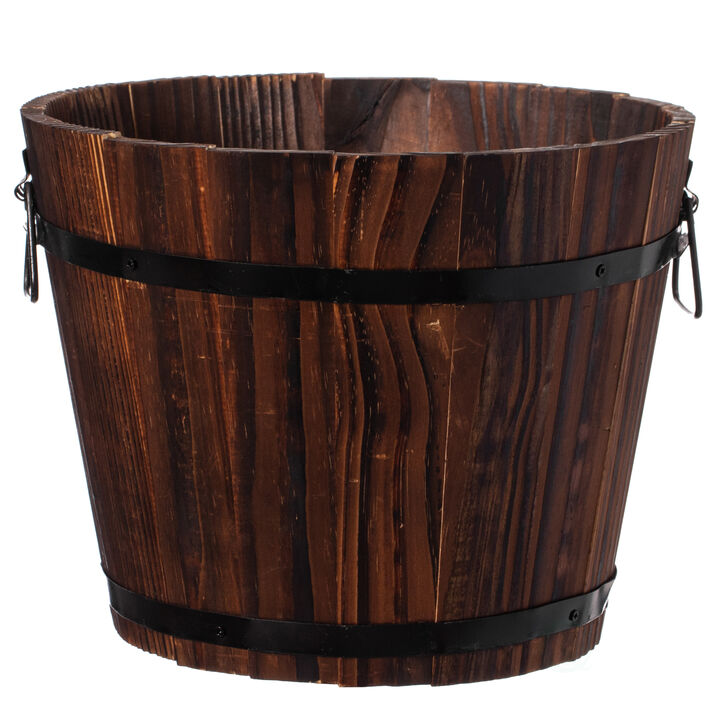 Wooden Whiskey Barrel Planters, Small