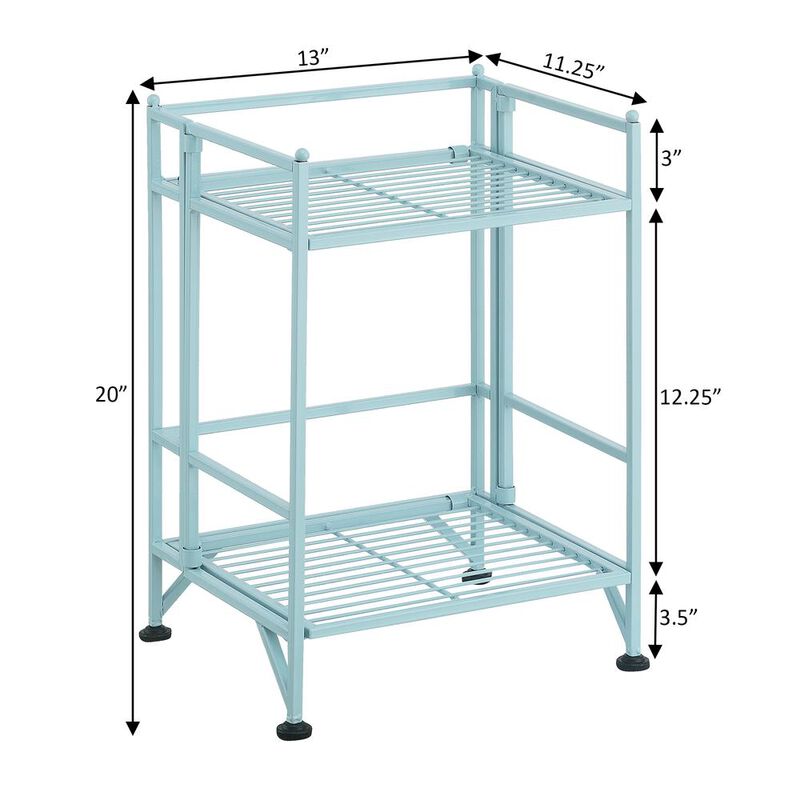 Convenience Concepts Xtra Storage 2 Tier Folding Metal Shelf Blue