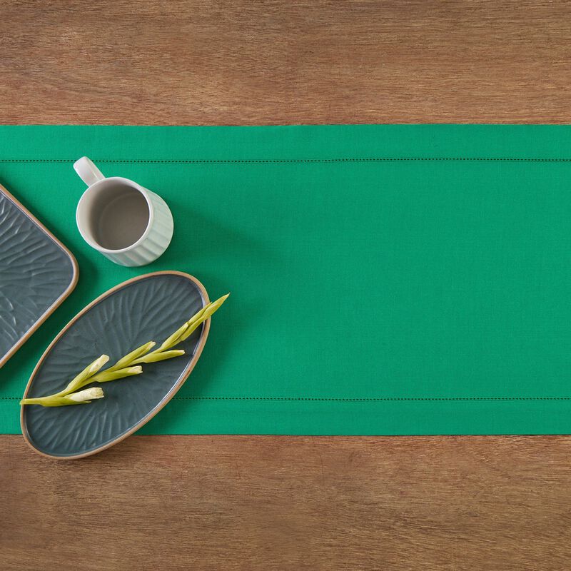Solino Home 100% Pure Linen Table Runner | Classic Hemstitch for Thanksgiving, Christmas