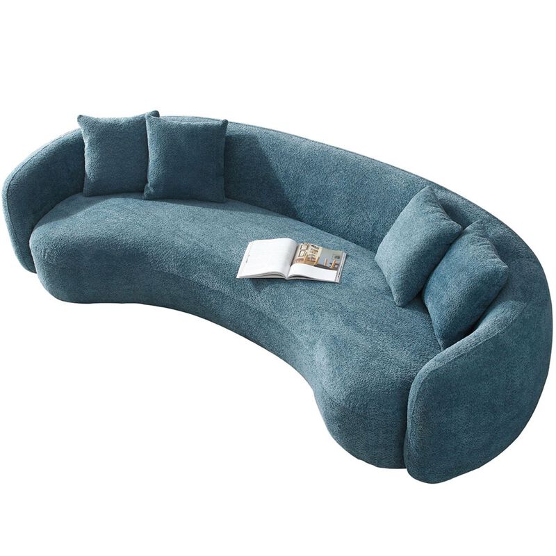 5 Seater Sofa Modern Sectional Half Moon Leisure Couch Curved Sofa in Teddy Fleece