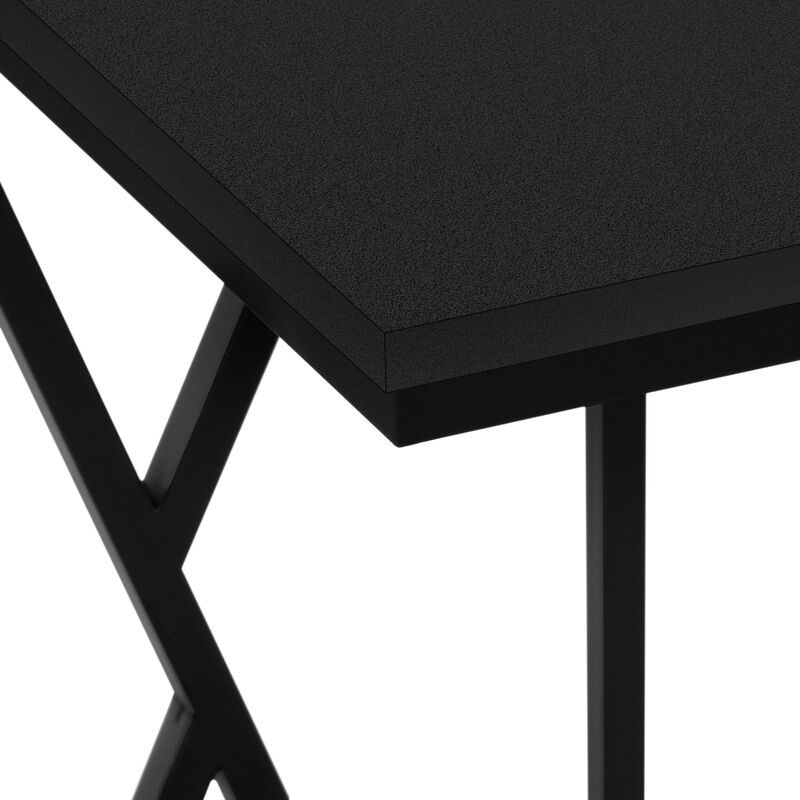 Monarch Specialties I 3247 Accent Table, C-shaped, End, Side, Snack, Living Room, Bedroom, Metal, Laminate, Black, Contemporary, Modern