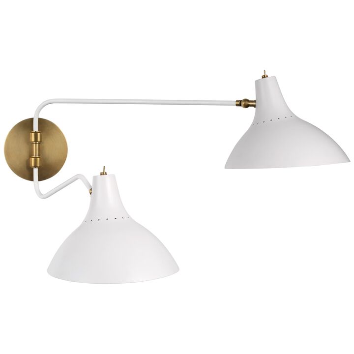 Charlton Medium Double Wall Light in White